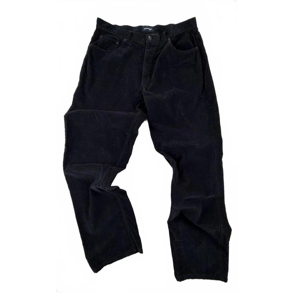 St. John's Bay Pants Mens 36x32 Black Corduroy Straight Leg Casual Chino Pockets